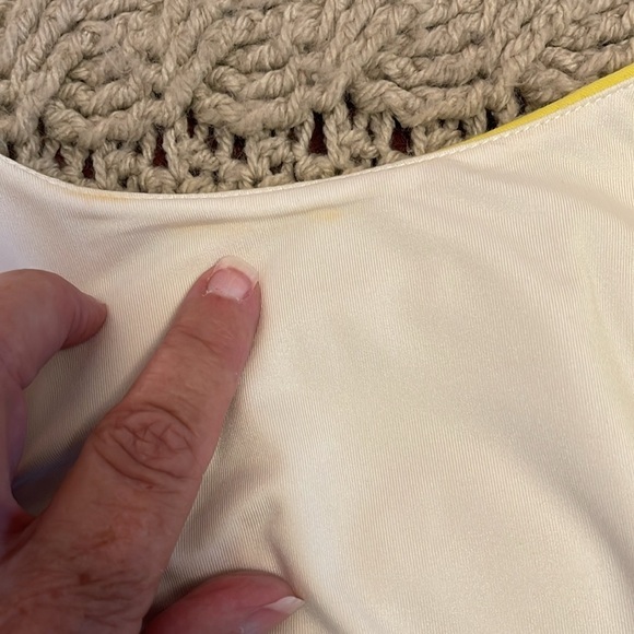 Women’s sleeveless dress midi length EMAGE size 14 colorblock yellow white blue - Picture 8 of 10